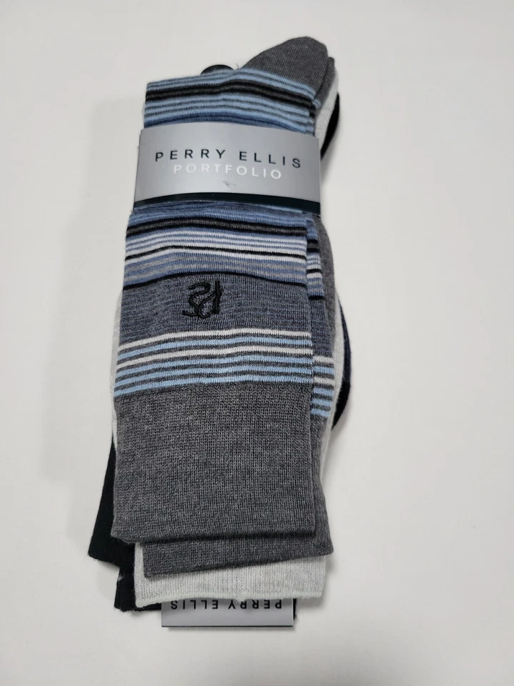 Calcetines de vestir Perry Ellis Portfolio para hombre premium polietileno - mezclados 4 pares talla 7-12 Foto 4 de 4