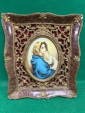 Quadro devozionale antico cornice gesso Madonna  Ferruzzi Roberto