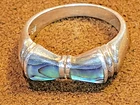 STERLING SILVER RING w ABALONE Bowtie DS Hallmark Dorothy Secatero ? Native Amer