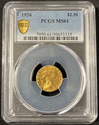 PCGS M61 1926 $2.50 Gold Indian Head Gold Shield