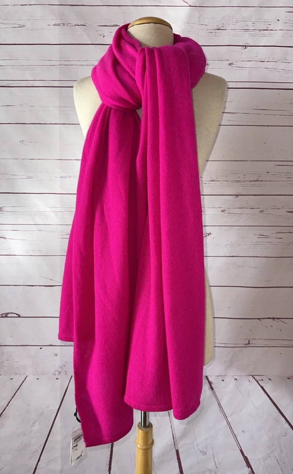 Bufanda envolvente de viaje de gran tamaño 100 % cachemir Charter Club rosa feroz nueva con etiquetas defecto H94 Foto 3 de 4