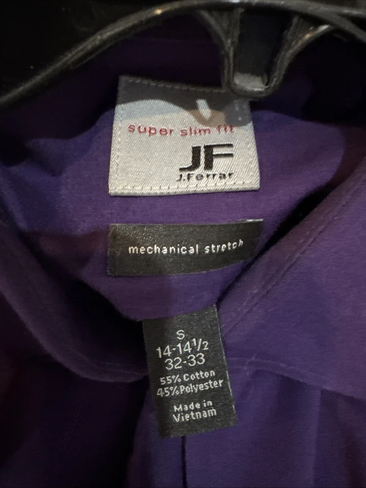 Camisa de hombre púrpura manga larga súper ajustada 14-14,5 32-33 pequeña con botones Foto 2 de 4