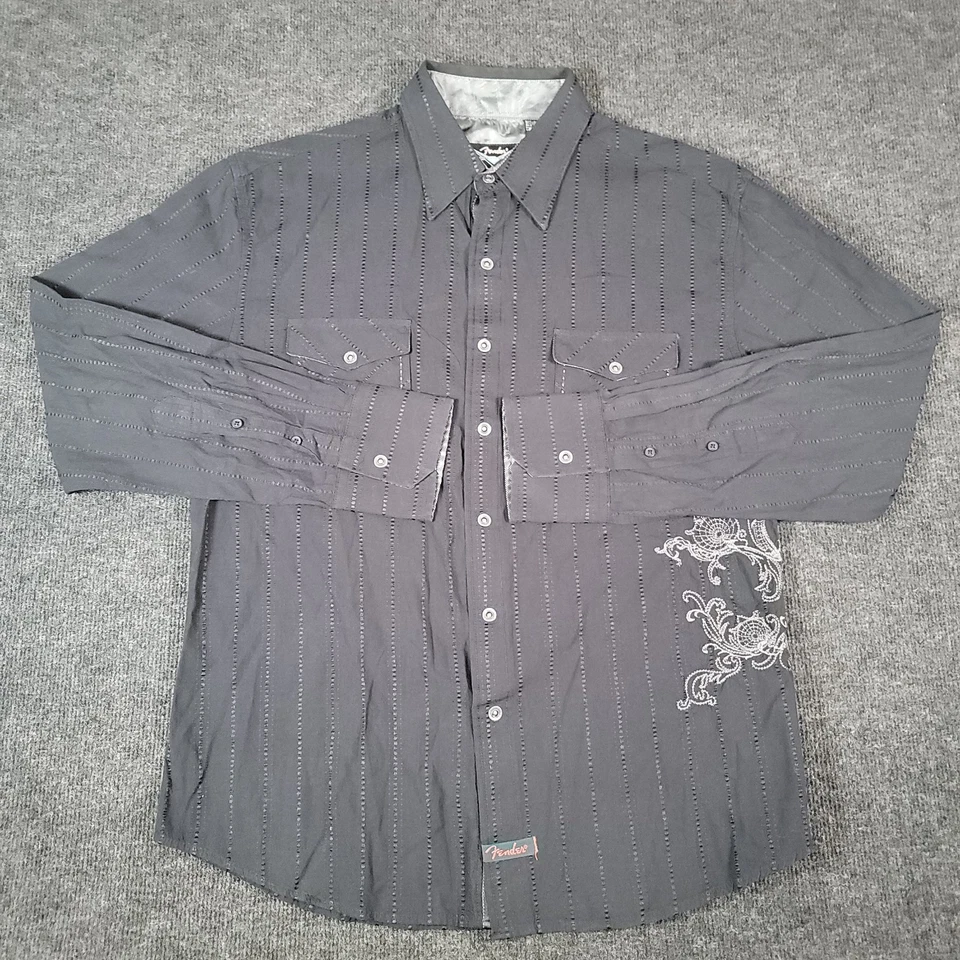 Camisa a Presión Fender Custom Shop by Rock & Roll Religion Para Hombre L Negra Bordada Foto 2 de 4