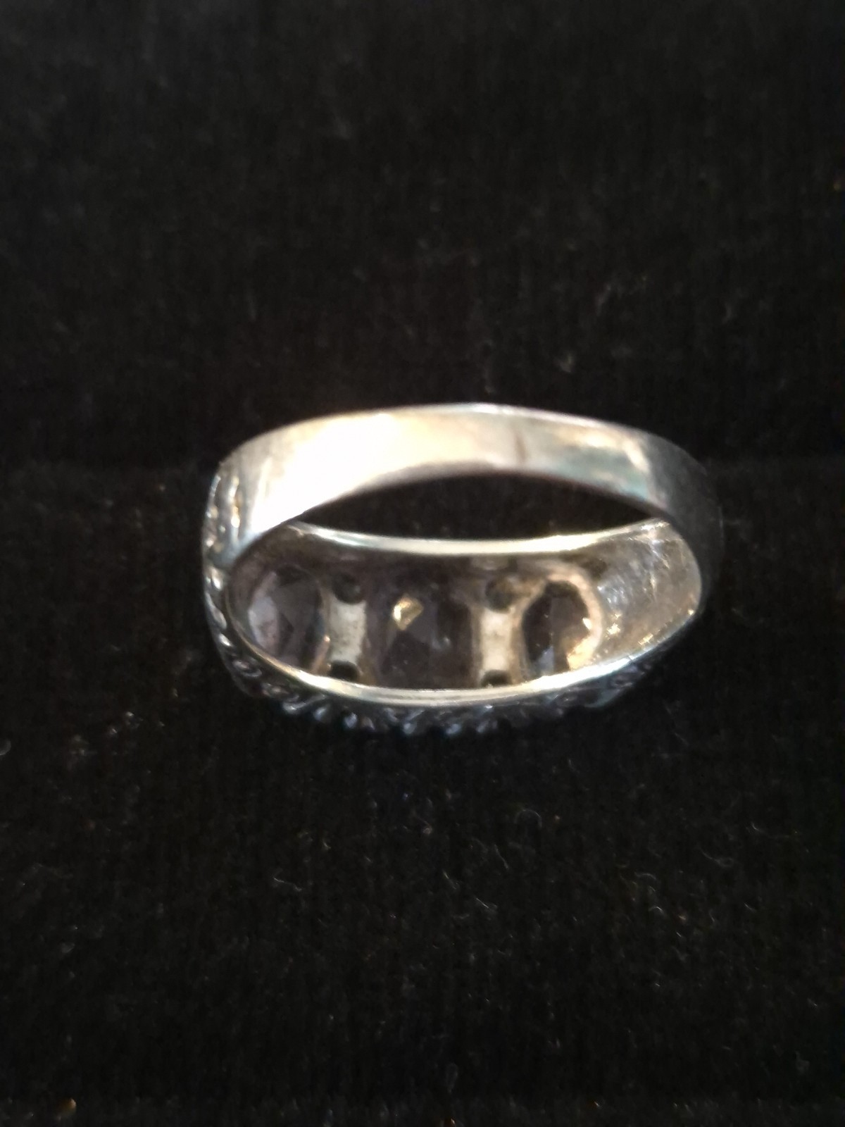 Vintage Solid Sterling Silver Triple Amethyst Rin… - image 4