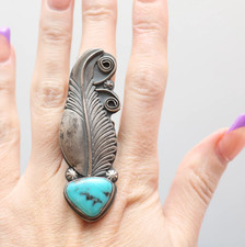 Navajo Turquoise Feather Statement Ring