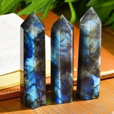 Natural Labradorite Crystal Tower Point Healing Obelisk Energy Collection Decor