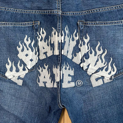 FIRE BAPE LOGO Denim Shorts a bathing ape Flame NIGO Size L | eBay
