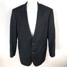 Hugo Boss Huge Genius 46 R 100 Wool Blend Button Blazer Sport Coat Jacket Black