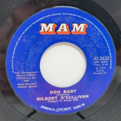 Gilbert O'Sullivan Ooh Baby / Good Com 7'' 45rpm EX Vinyl 60's Record free sleeve