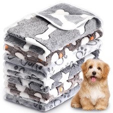 6 Pcs Small Dogs Blankets Super Soft Flannel Pet with Cute Paw Print Warm Sleep