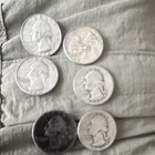 Lot #F of 6 90% Silver Washington Quarters Circulated