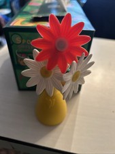 Vintage Fisher Price Fun With Food Yellow Vase with 3 Flowers and RARE Leaves 