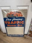 VINTAGE LARGE Traffic Motor Oil Cardboard Not Porcelain Sign  1940s 20.5x30.5”