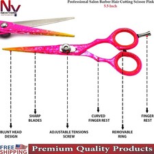 Barber Hair Cutting Scissors Pink 5.5 Inch Stainless Steel Professional Shears
