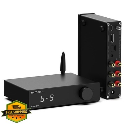 SMSL DA100 Power Amplifier 100W Class D 2.1 Subwoofer BT 5.3 USB HDMI Optical