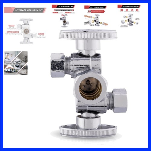1Pcs Angle Comp Stop Valve, 2 Shutoff Handle,3/8"ODVALVE134-1