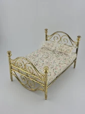Concord Bed Dollhouse Furniture Original Box 1:12 Brass Vintage Miniatures