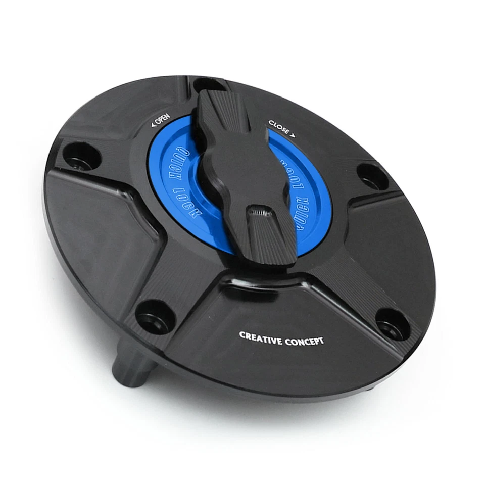 Tapa de tanque de gasolina CNC azul sin llave para Ducati 848 y 1098 y 1198 todo el año Foto 2 de 4