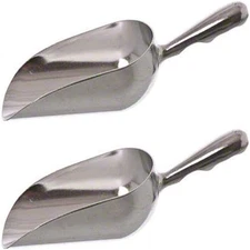2-Pack 12 Ounce Aluminum Bar Ice Scoop for Dry Goods Candy Spice and Ice Bins