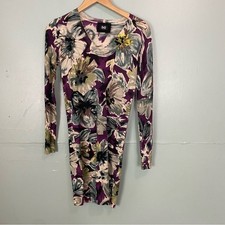 Dolce & Gabbanna Wool Floral Sweater Dress Purple Blue IT 38 or US 2