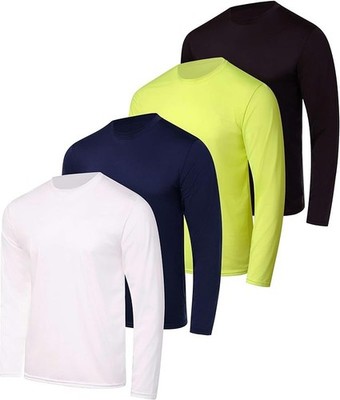 RealeSsentials Mens Dry Fit Long Sleeve Shirt Pack Large White Navy Yellow Black