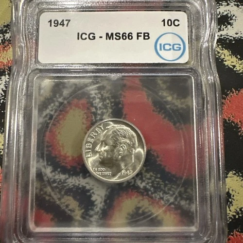 1947 Roosevelt Dime MS66 FB ICG