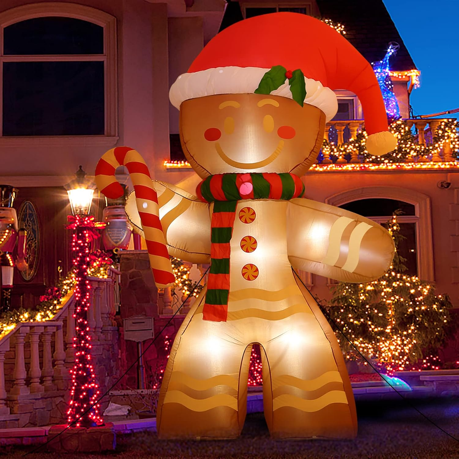 8FT Christmas Inflatables Gingerbread Man 2025 NEW LED Outdoor Decoration