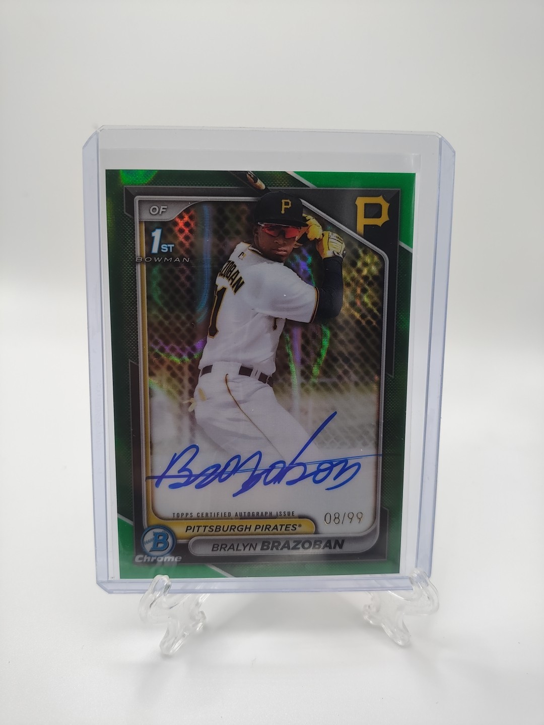 2024 Bowman Chrome Bralyn Brazoban #CPA-BB Green Lava Auto /99 Pirates