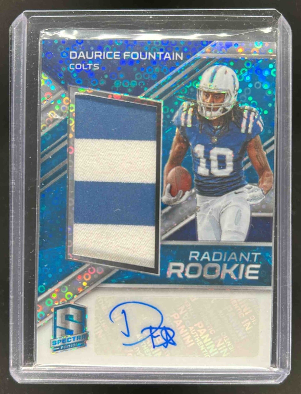 Daurice Fountain Panini Spectra Radiant Rookie Patch Signatures #RRDF Neon Blue
