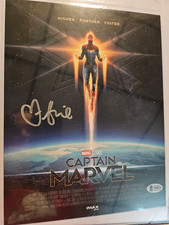 Brie Larson Signed Captain Marvel 8.5x11 Marvel MCU Autograph Beckett S98079
