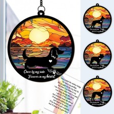 6" Long Haired Dachshund Pet Memorial Gifts for Loss of Dogs Suncatcher Ornam...