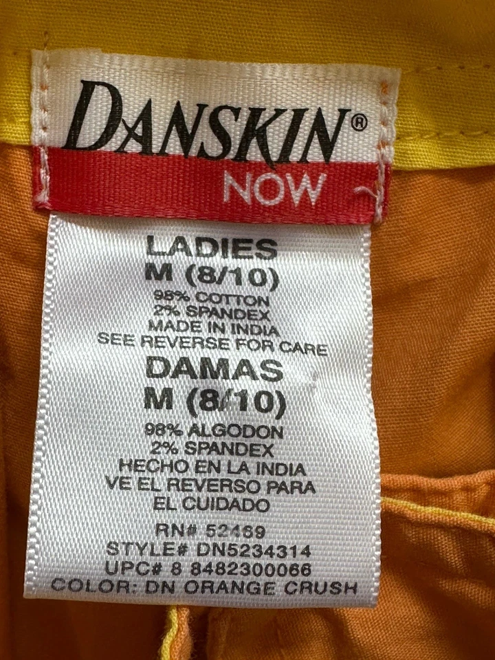 Danskin Woman’s Orange/Yellow Cropped capri straight leg pants drawstring - Image 4 of 4