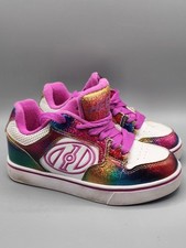 Girls Youth Size 2 Holographic Heelys Pink White Wheels Skater Kids Shimmer