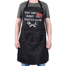 PXTIDY BBQ Apron Funny Grill Apron That Ain't Burnt That's Flavor Novelty Kit...