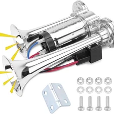 12V 600DB Upgraded Air Horn Dual Trumpets, Super Loud Train Electric Horn Kit wi