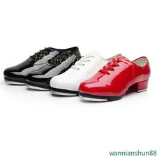 Unisex Dance Shoes Women Men Jazz Step Dance Shoes Lace Up Clogging Shoes