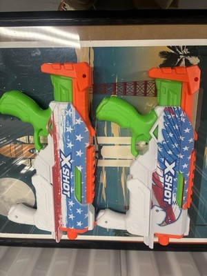 X-Shot Water Squirting Toy Blasters Set of 2 - Red, White, Blue, Green