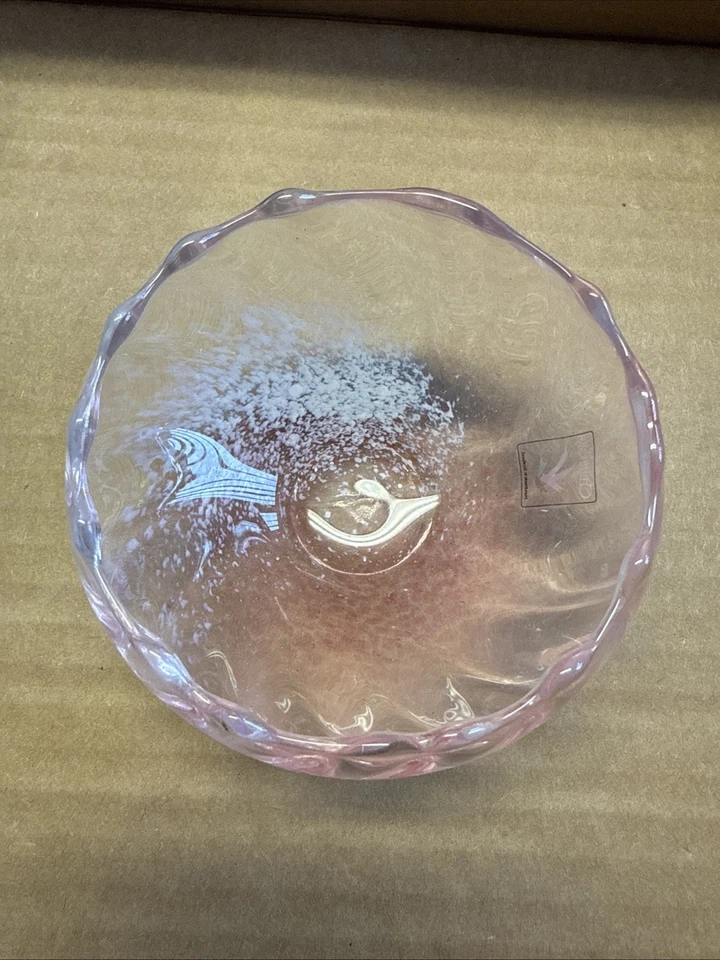 Vintage Small Pink Caithness Glass Posey Bowl Vase swirl wave edge - Image 2 of 4