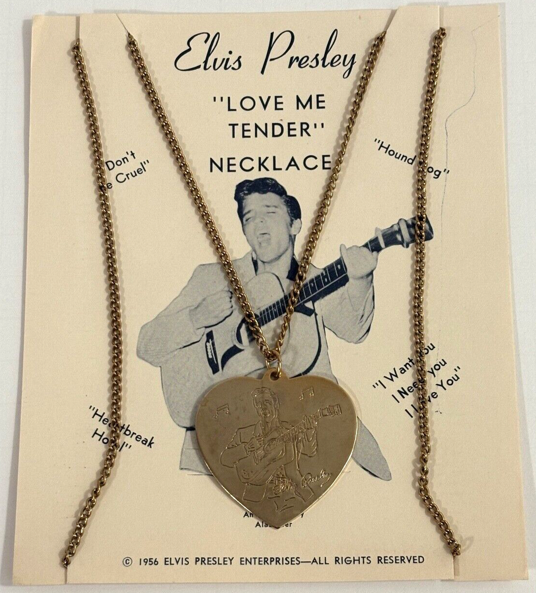 ヴィンテージ ELVIS PRESLEY 1956 レンチキュラー・バッジ ELVIS PRESLEY ORIGINAL 1956 NECKLACE WITH ENGRAVED HEART ON FRONT