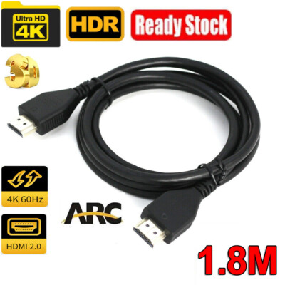 HDMI Cable 6ft 4K 60Hz 2160P HDR ARC 3D HDMI to HDMI Cord for Sony  PS5/4 Pro