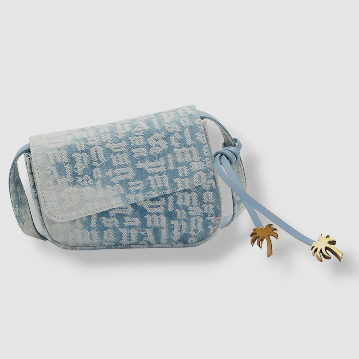 1425 Palm Angels Women s Blue Monogram Logo Jacquard Crossbody Purse Bag
