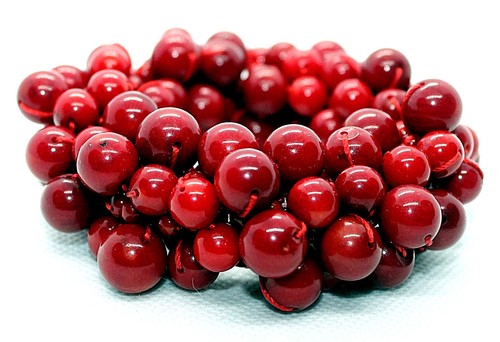 BAMBOO RED CORAL Rd Bead TORSAGE BRACELET Mix sizes & Color 5 Strand STRETCH New - Picture 2 of 2