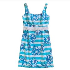 Lilly Pulitzer Serena Dress Shorely Blue Tossing The Line Style 56563 Size 10