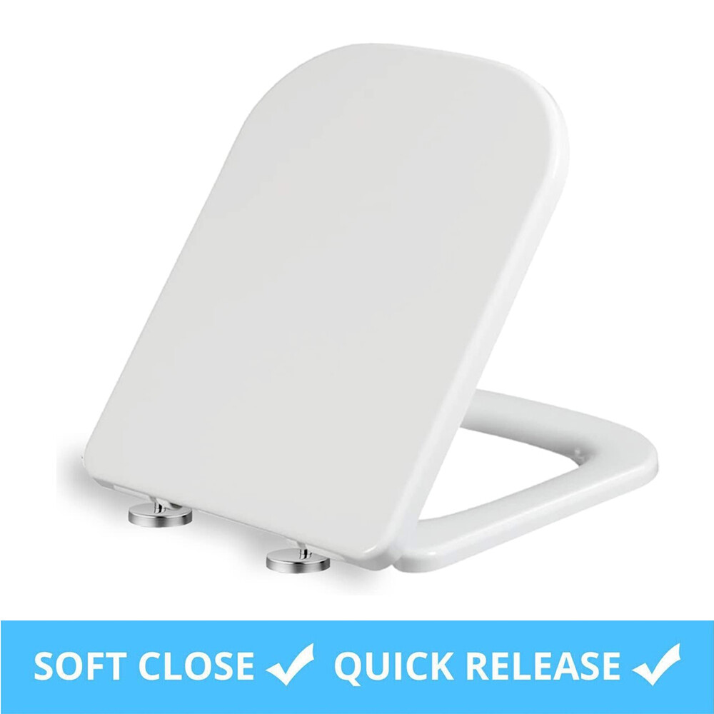 Luxury Square Toilet Seat Heavy Duty White Soft Close Top Quick Release