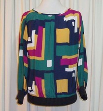 BEAUTIFUL MNG(MANGO) COLOUR BLOCK RELAXED FIT JUMPER STYLE TOP size L