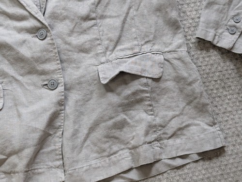 Wrap London Blazer Women 10 Gray 100% Linen Unstructured Sport Coat - Picture 5 of 14