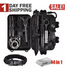 14 in 1 Survival Kit- Outdoor gear kit for Hiking/ Camping/ Outdoor Adventures