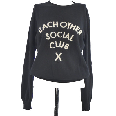 Each Other Paris Pullover Kaschmir Wolle Social Club schwarz Feinstrick Pulli Gr. M
