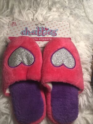 Girls Slippers Size 4/5 Bling Glitter Colorful Soft Comfortable