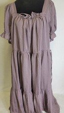 NWT Madewell Square Neck Tiered Textured Seersucker Midi Dress in Fig Size XXL